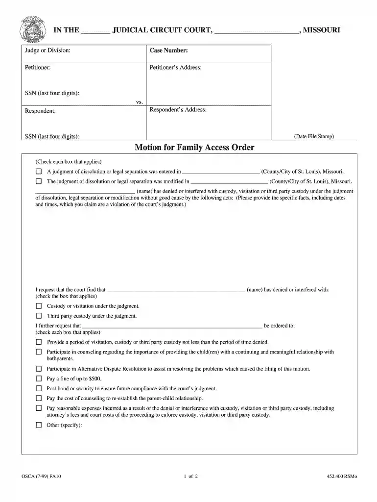 family access motion missouri Preview on Page 1