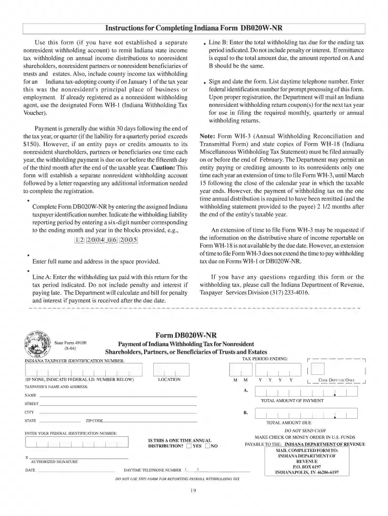 db020w nr instructions 2004 form Preview on Page 1