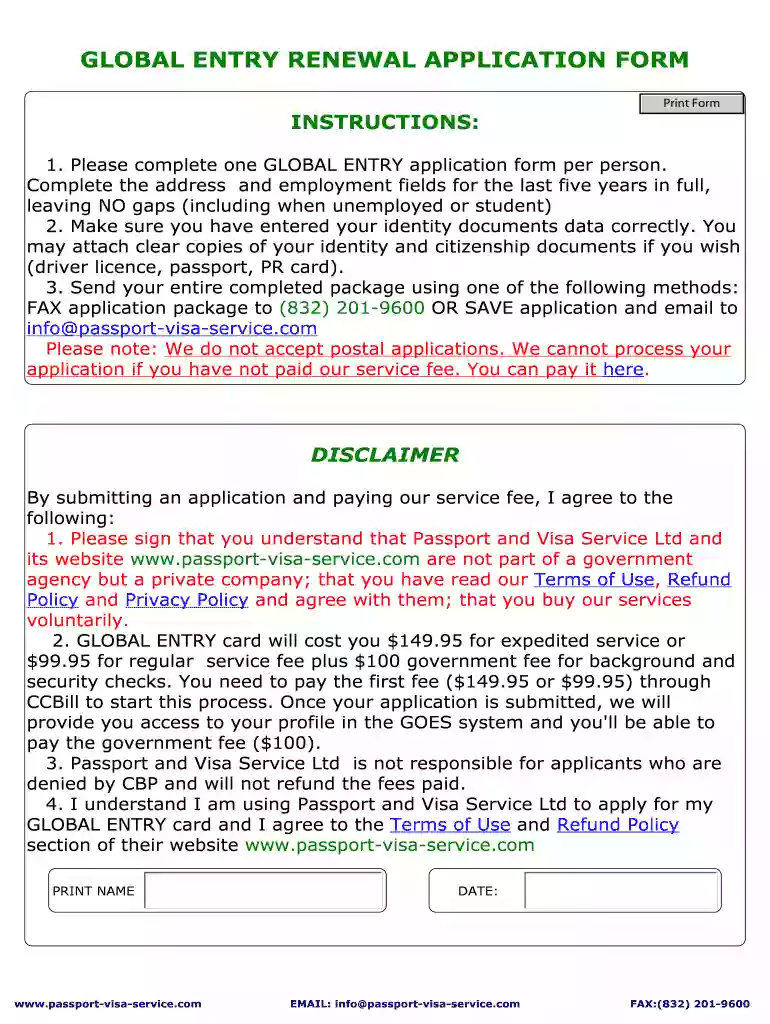 renew global entry application Preview on Page 1