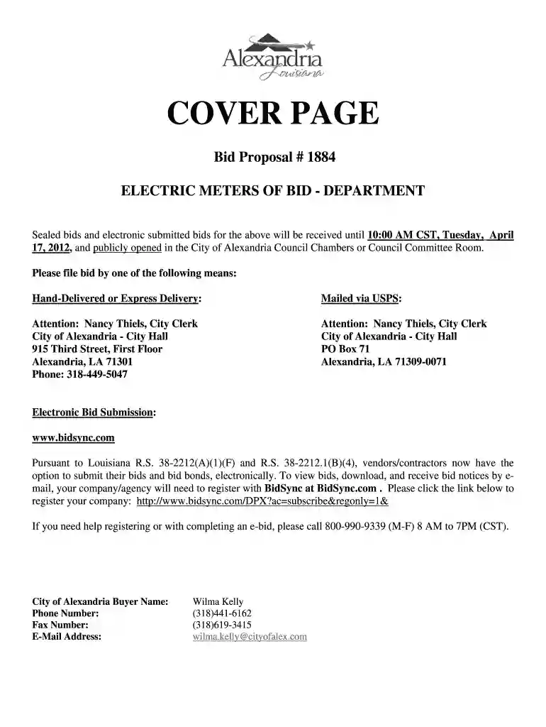 bid proposal cover page Preview on Page 1