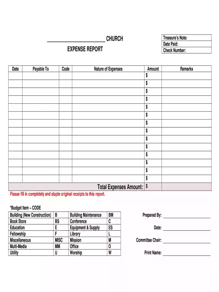 expense report template Preview on Page 1