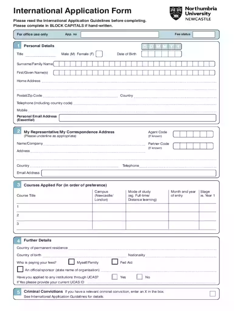 UKEU students bapplicationb form - Northumbria University London bb Preview on Page 1