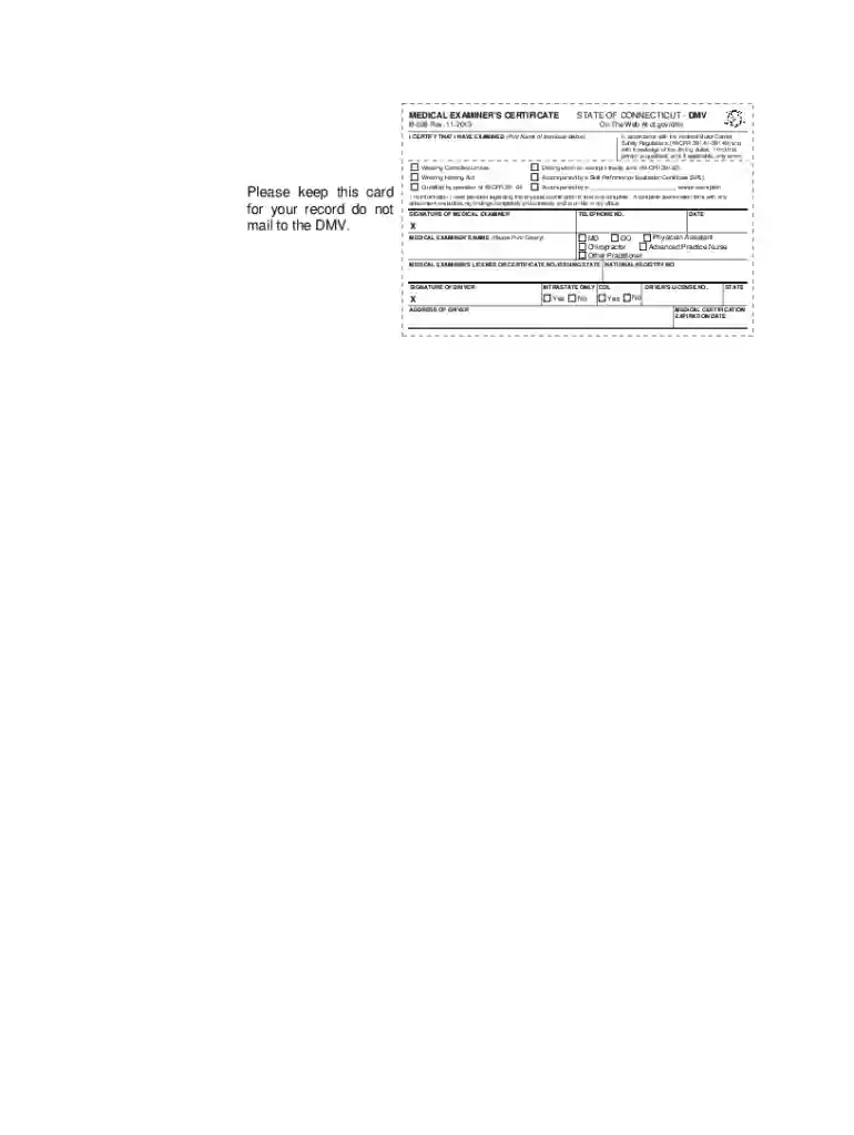 ct dot medical card Preview on Page 1