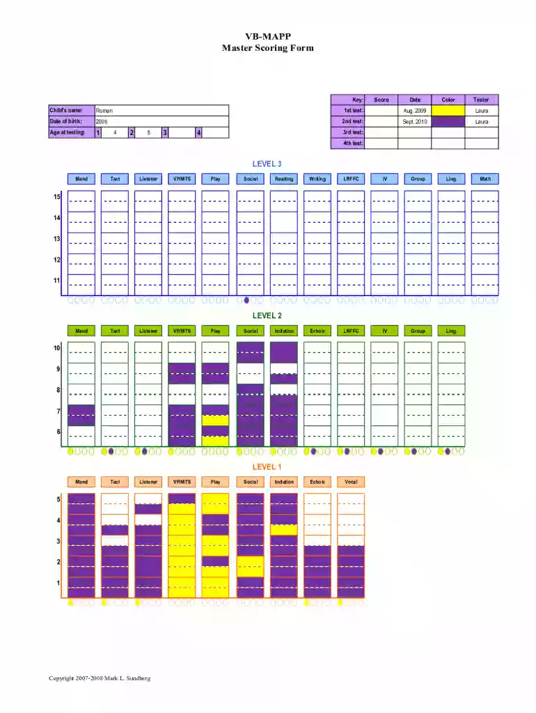 vb mapp master scoring form Preview on Page 1