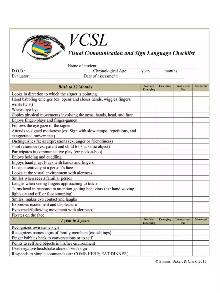 visual communication and sign language checklist Preview on Page 1