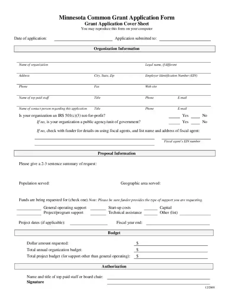 mn common grant application Preview on Page 1