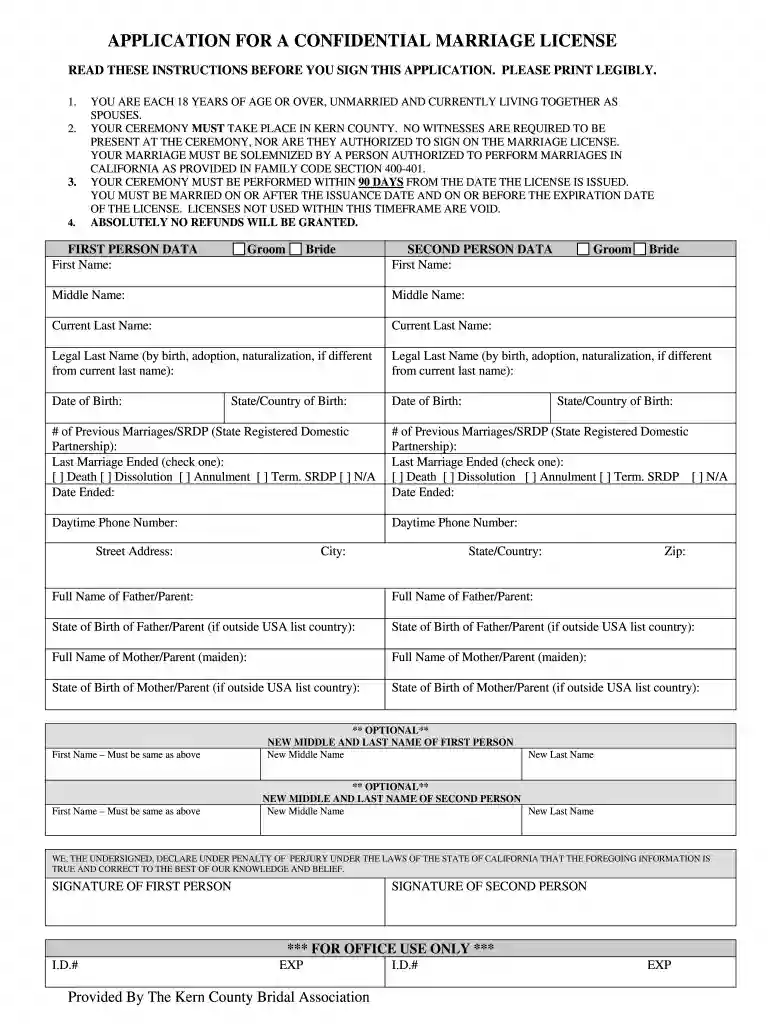 marriage license kern county Preview on Page 1
