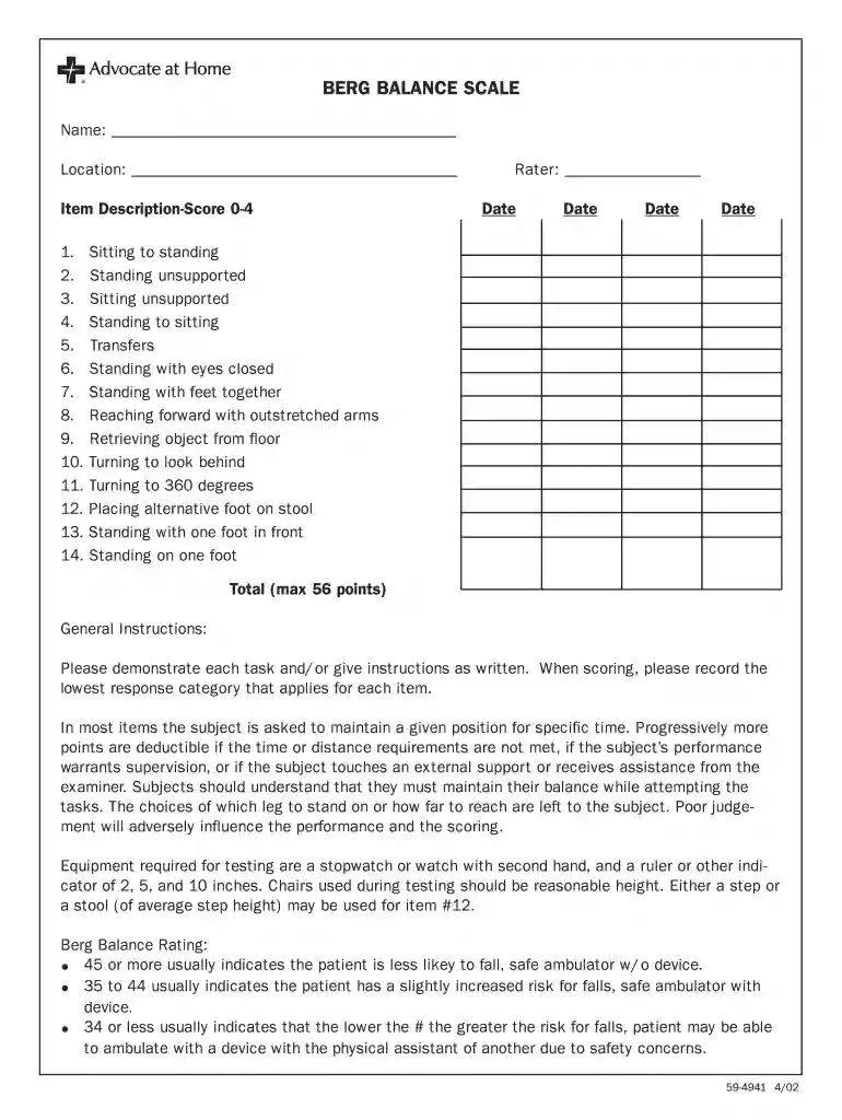 berg balance test pdf Preview on Page 1