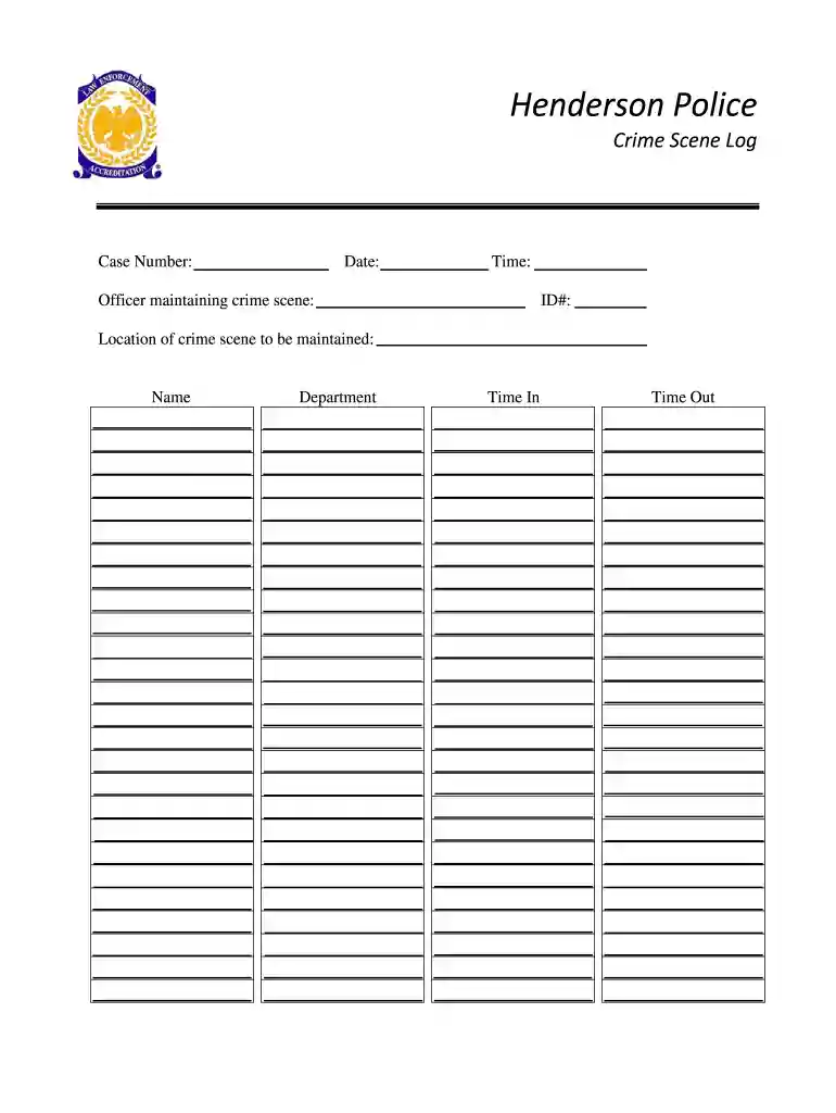 crime scene log Preview on Page 1