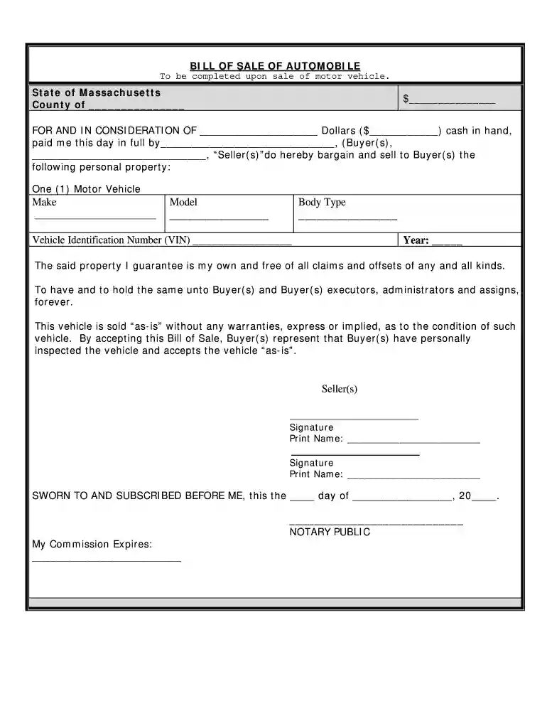 odometer disclosure statement massachusetts Preview on Page 1