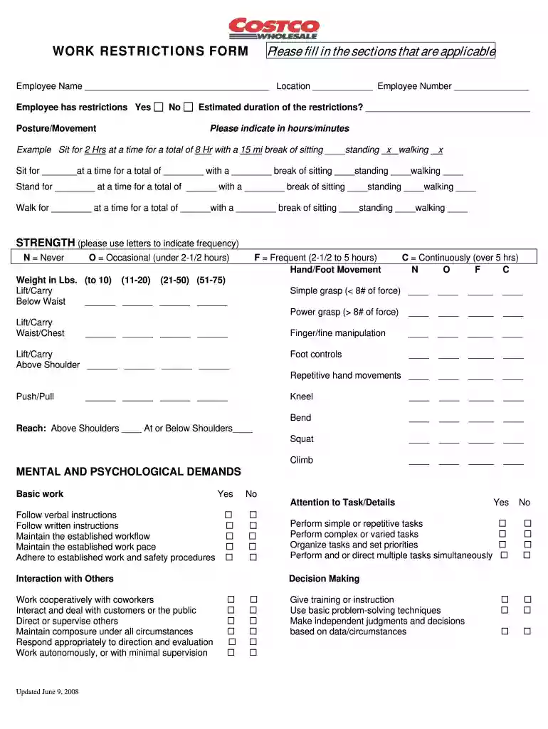 work restrictions letter from doctor Preview on Page 1