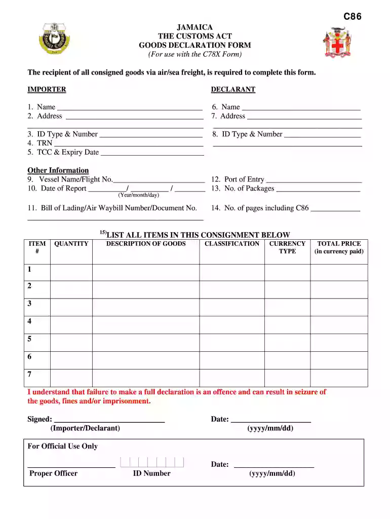 c86 form Preview on Page 1