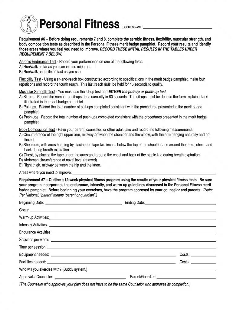 personal fitness merit badge workbook Preview on Page 1
