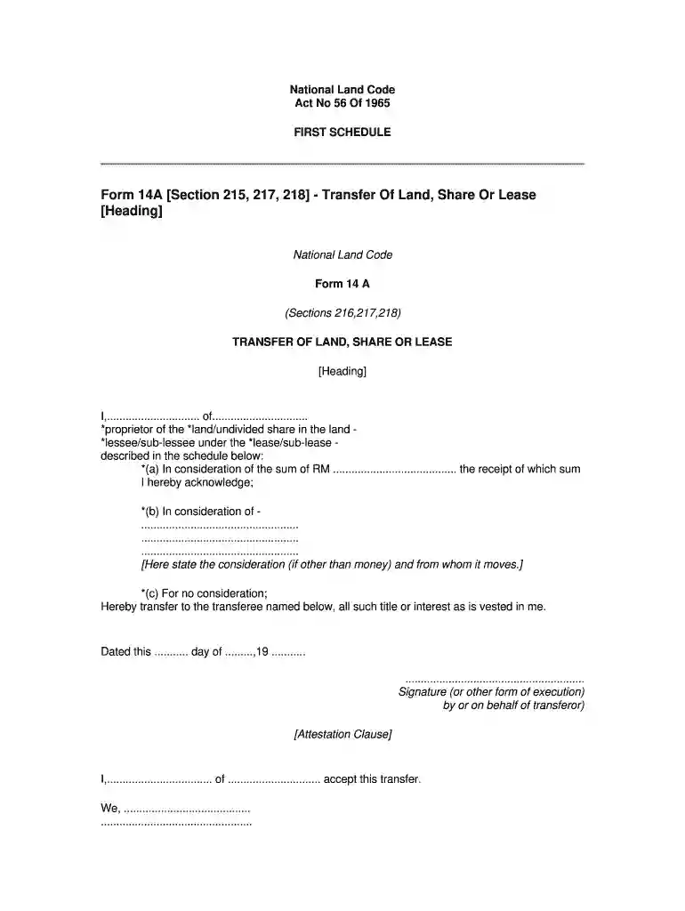 form 14a national land code Preview on Page 1