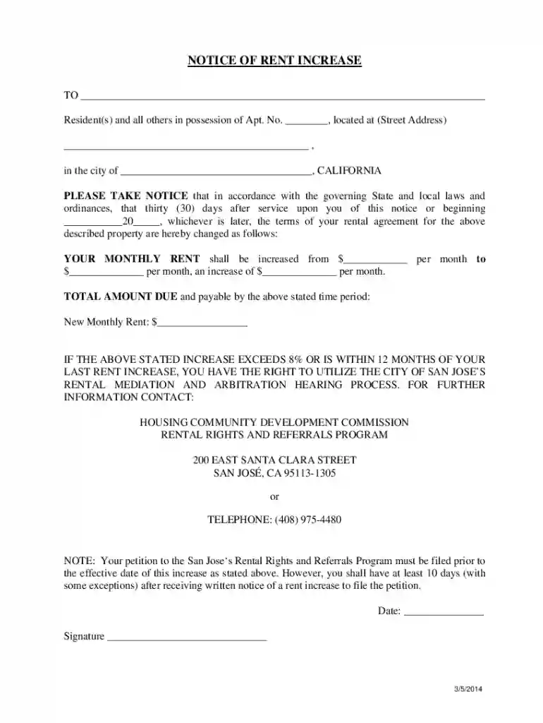 rent increase notice california pdf Preview on Page 1