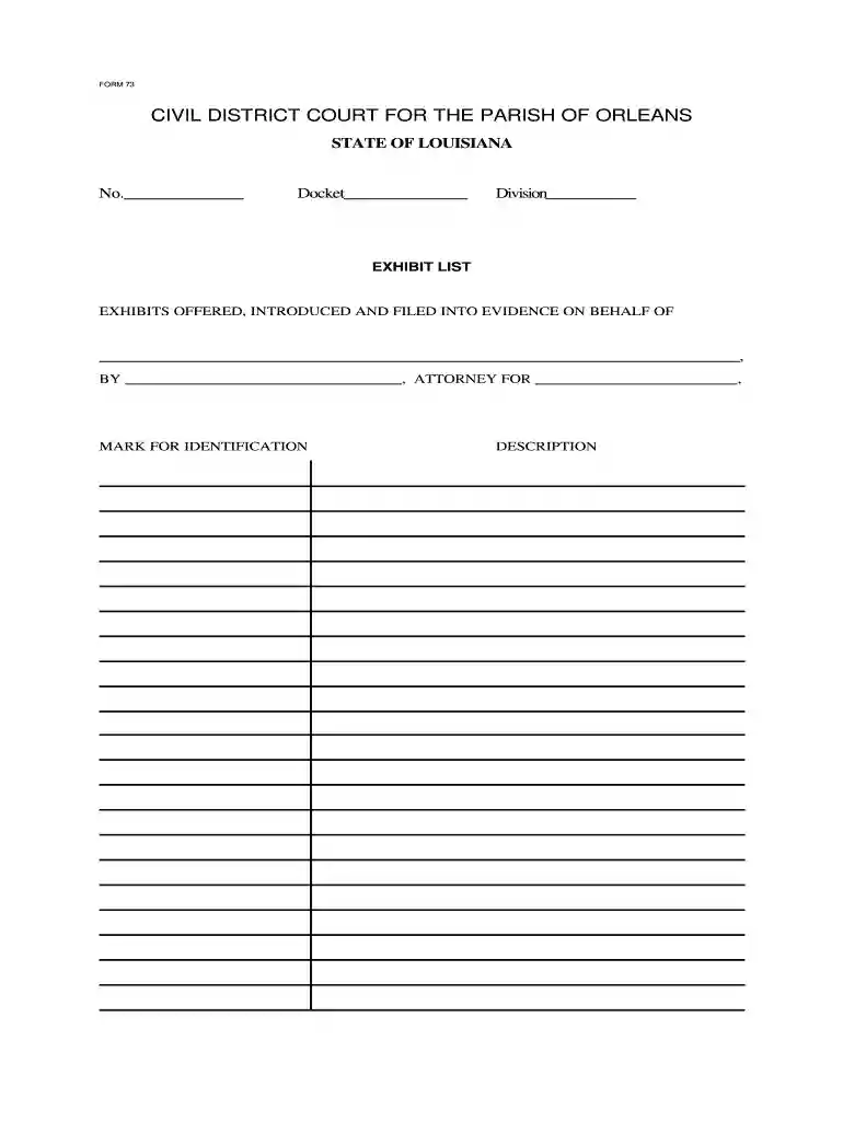 evidence list template Preview on Page 1