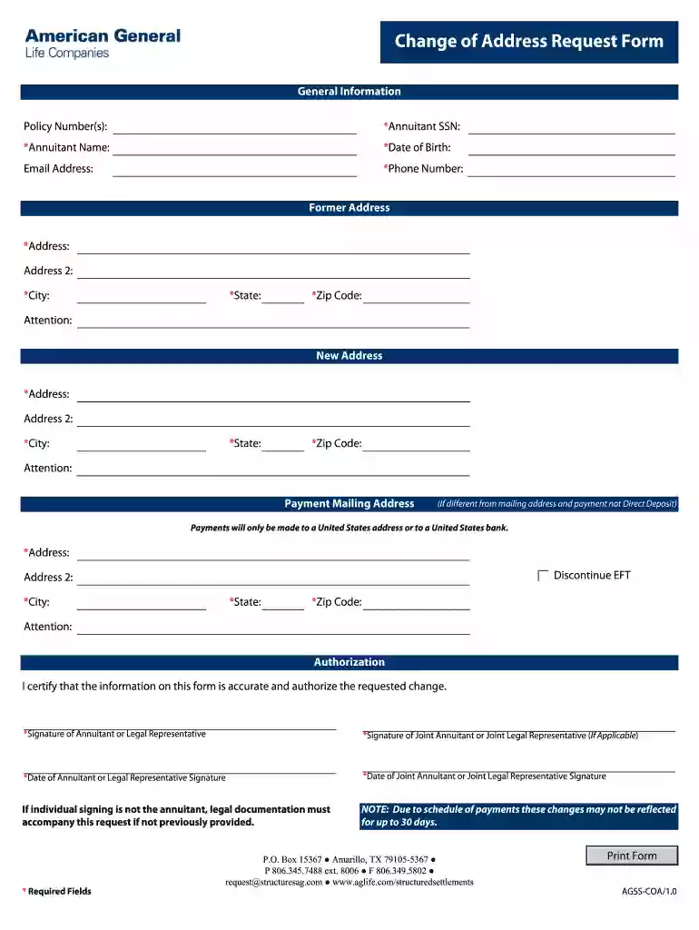 aig change of address Preview on Page 1