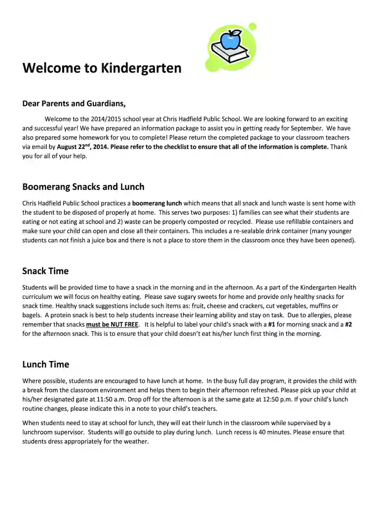 school welcome kindergarten student Preview on Page 1