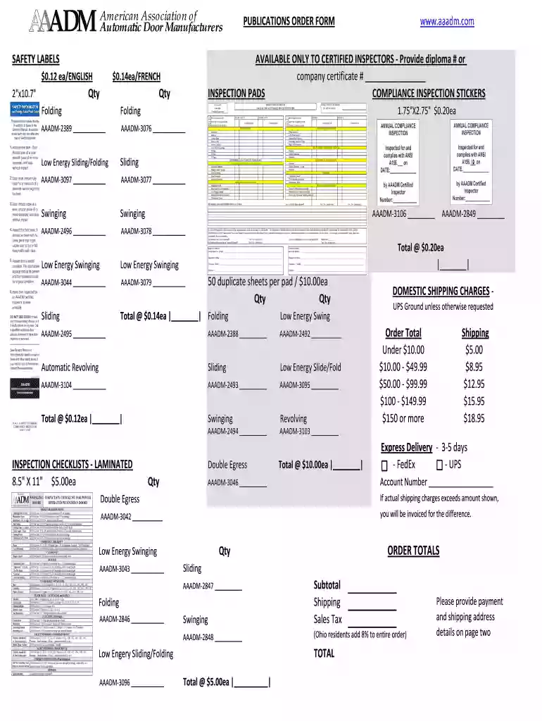 aaadm inspection forms Preview on Page 1