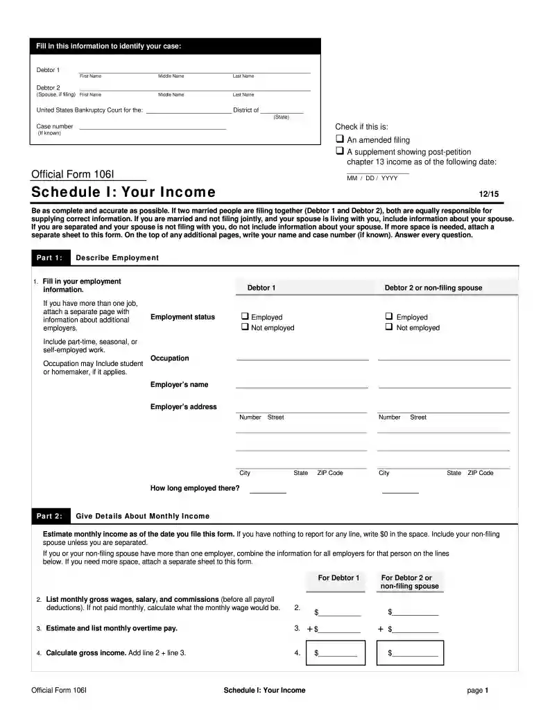 official form 106i Preview on Page 1