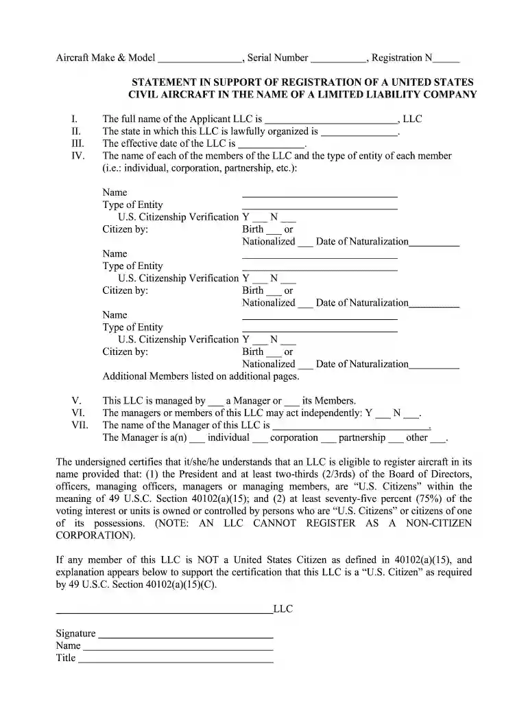 faa llc statement Preview on Page 1
