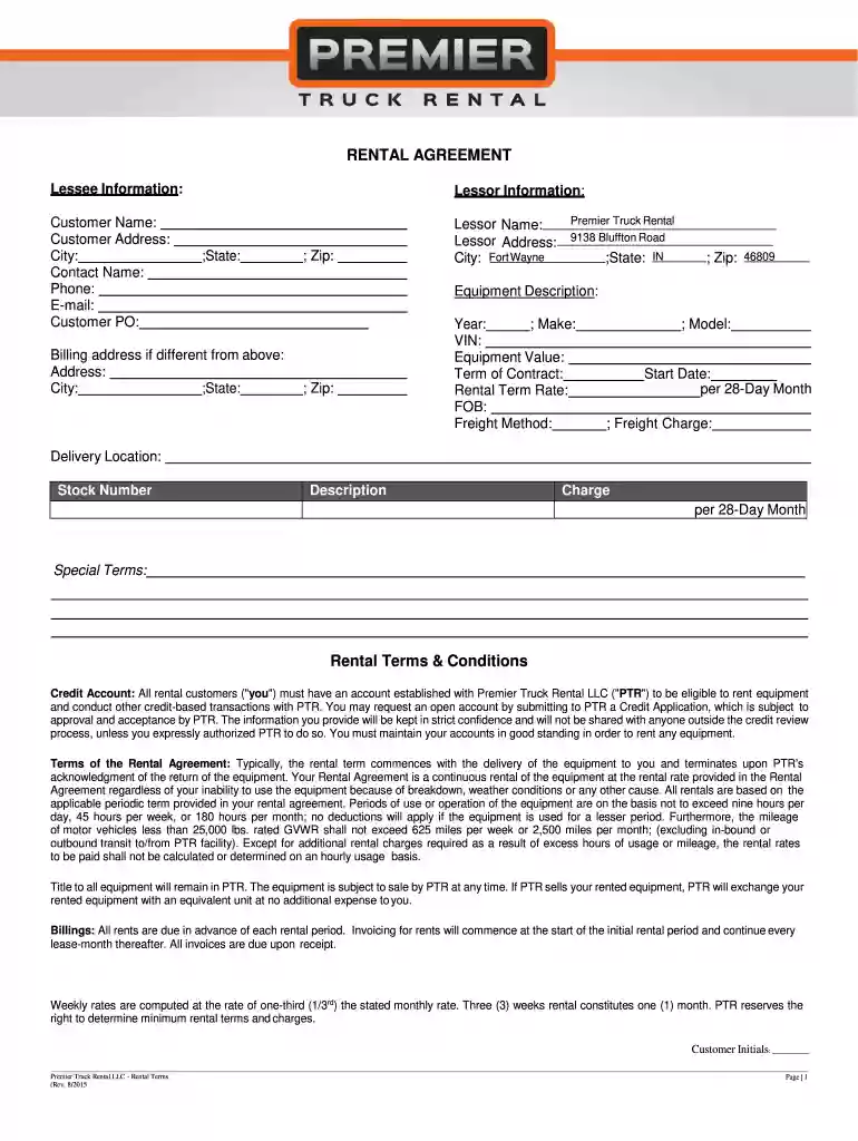 truck rental format pdf download Preview on Page 1