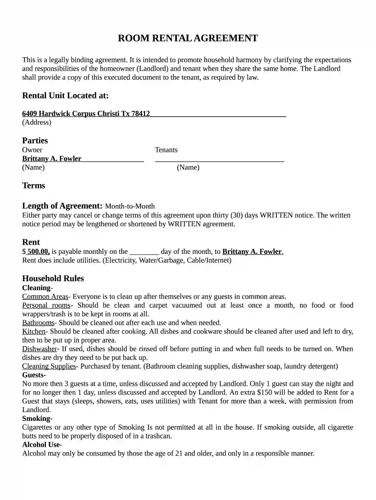 hdb room rental agreement template word doc Preview on Page 1