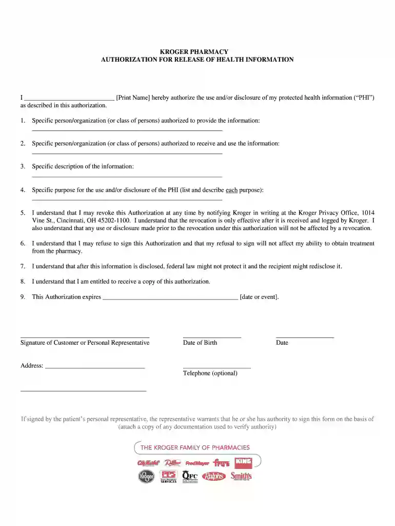 kroger pharmacy records request Preview on Page 1