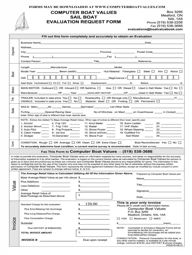 COMPUTER BOAT VALUES Box 3295 Meaford ON N4L 1A5 Preview on Page 1