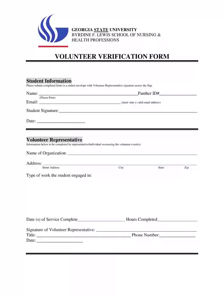 georgia university volunteer form Preview on Page 1