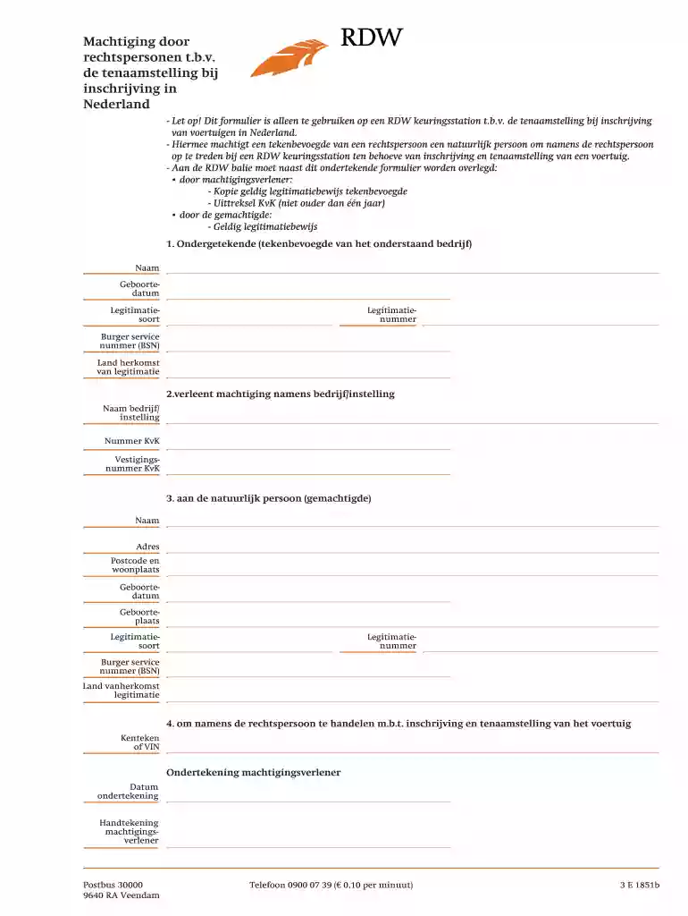 rdw machtiging Preview on Page 1