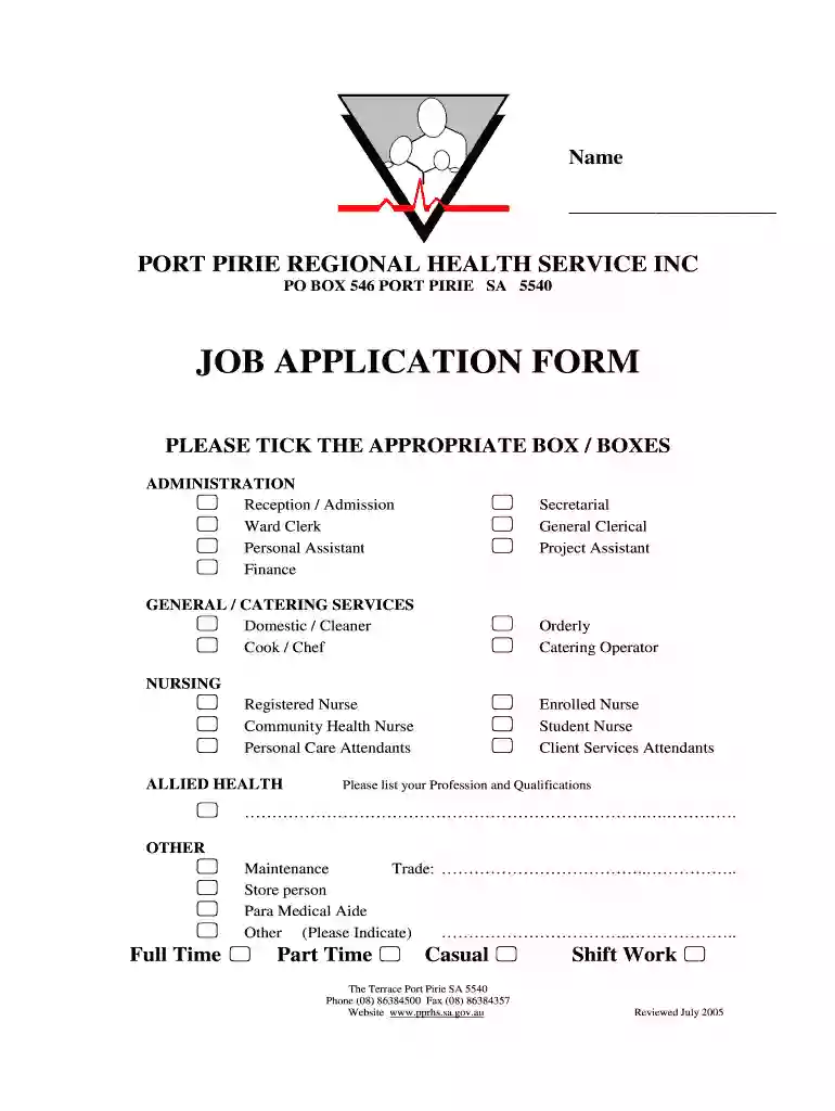 hospital nursing job application form Preview on Page 1