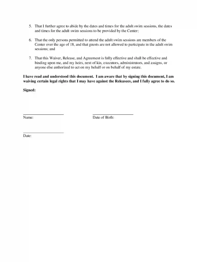 free printable pool waiver form Preview on Page 1