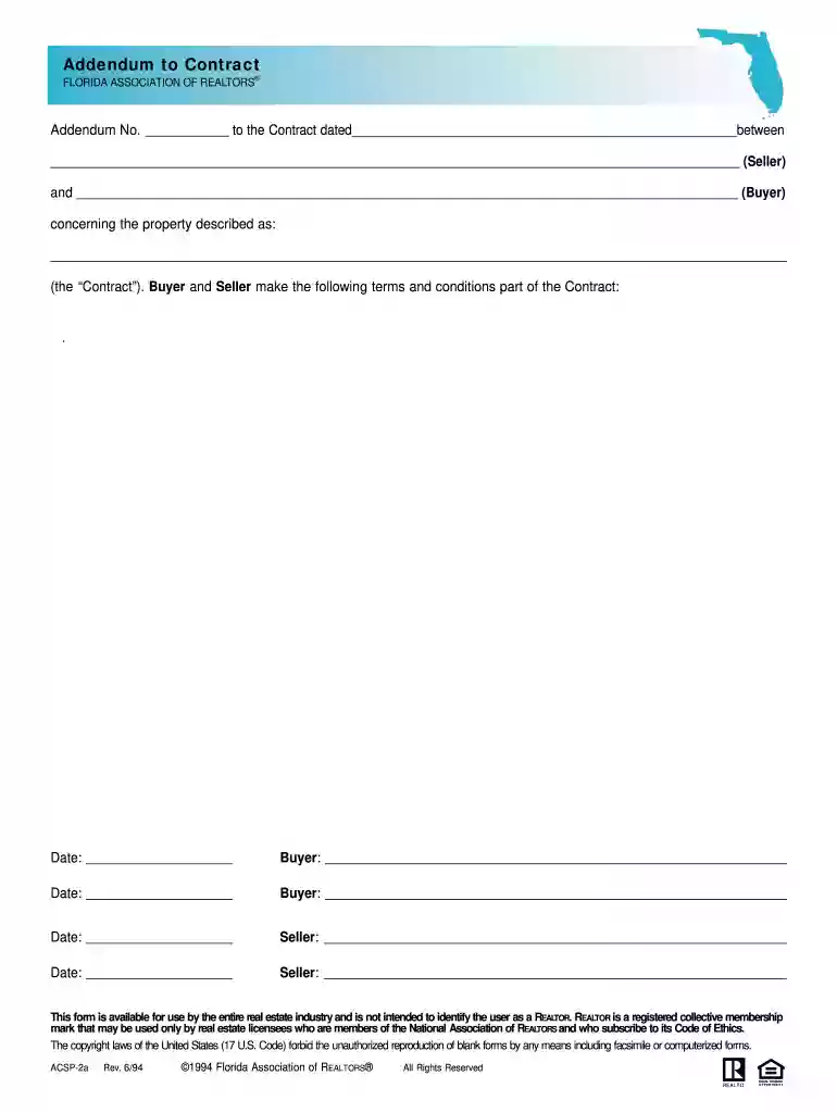 Addendum to Contract - Realty 3000 Preview on Page 1