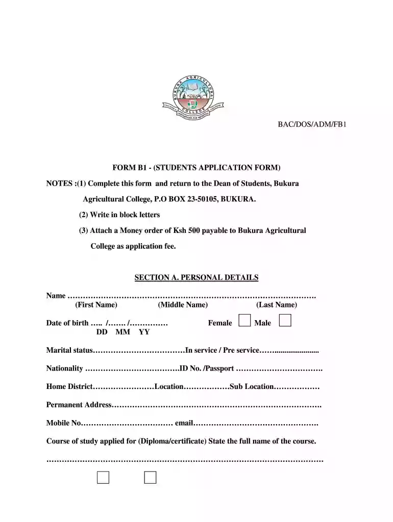 bukura agricultural college intake 2024 Preview on Page 1