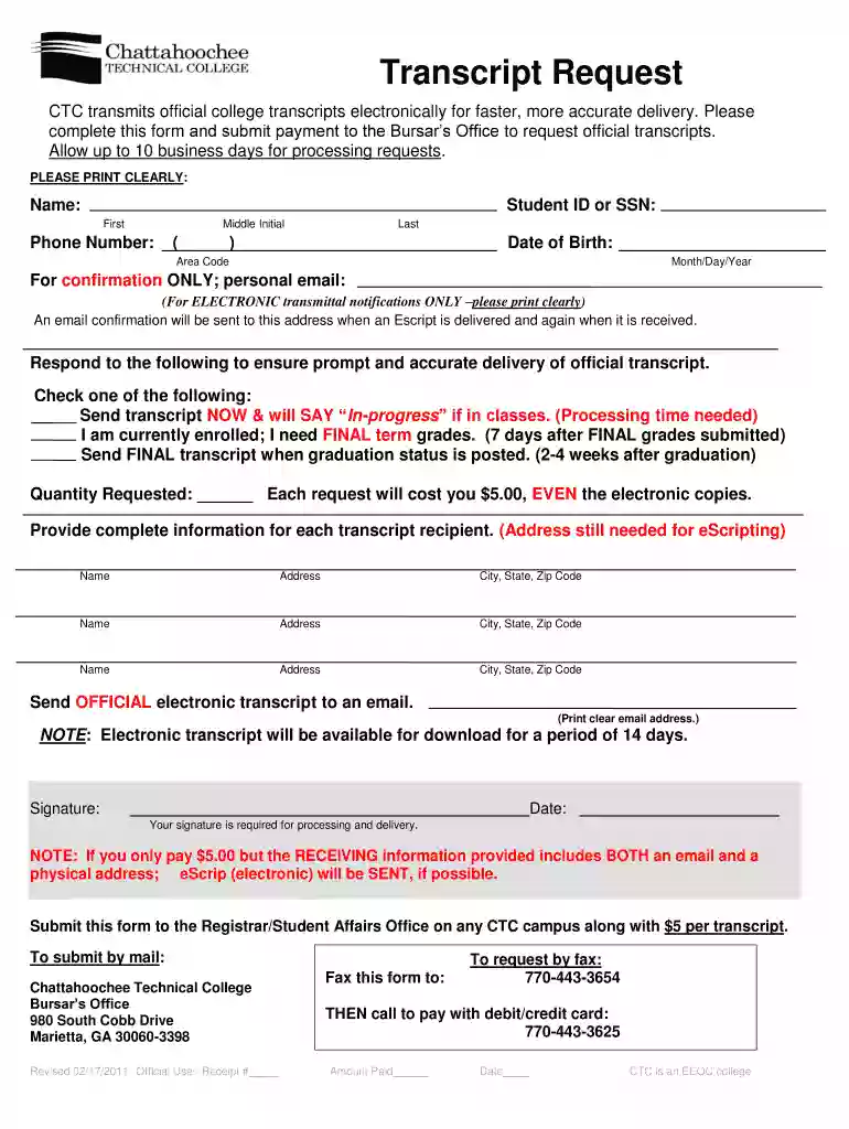 chattahoochee tech transcript Preview on Page 1