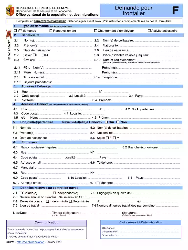 Demande pour frontalier F F - R233publique et canton de Preview on Page 1