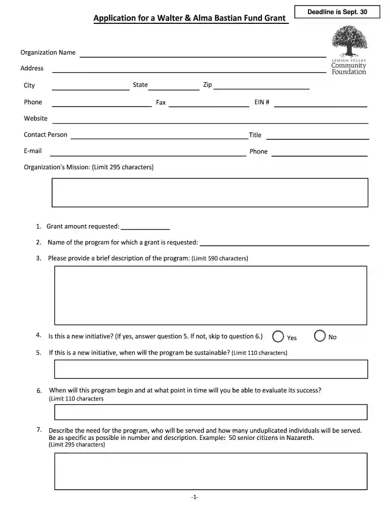 application grant form Preview on Page 1