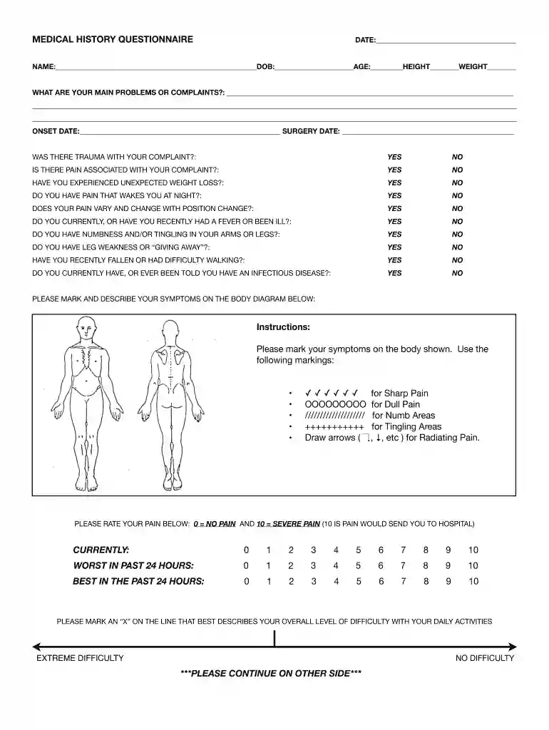Medical health questionnaire - OSPTA Inc Preview on Page 1
