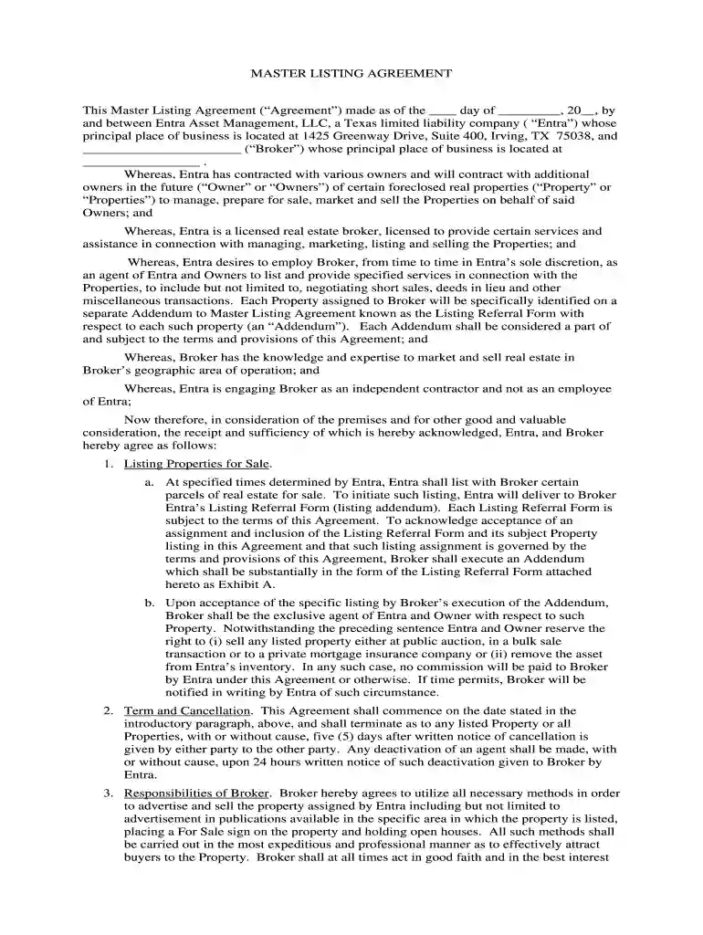 addendum to listing agreement Preview on Page 1