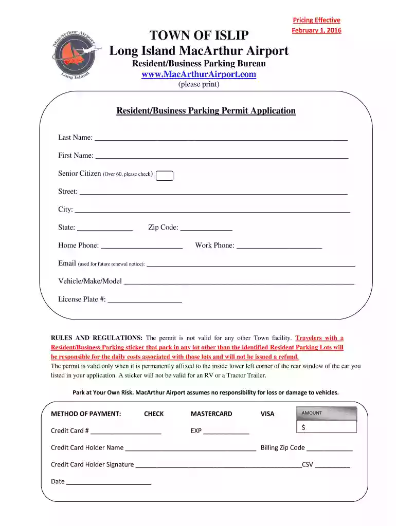 town of islip parking permit Preview on Page 1