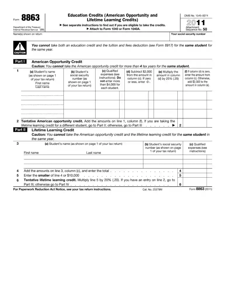 what is form 8863 Preview on Page 1