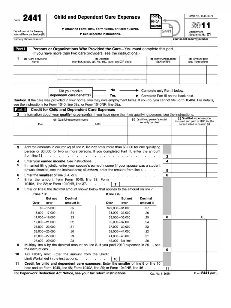 2011 form 2441 Preview on Page 1