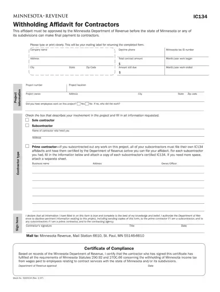 ic134 2007 form Preview on Page 1