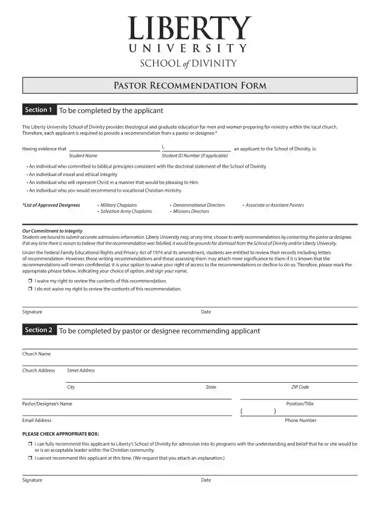 university pastoral recommendation Preview on Page 1