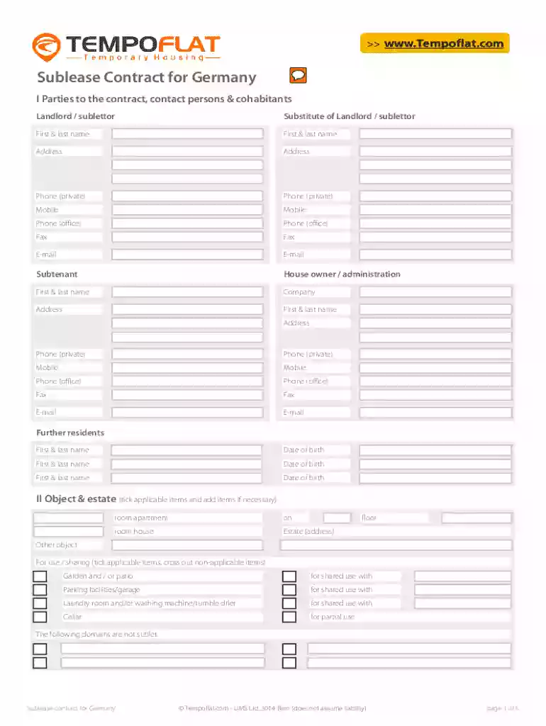sublet contract template germany pdf Preview on Page 1
