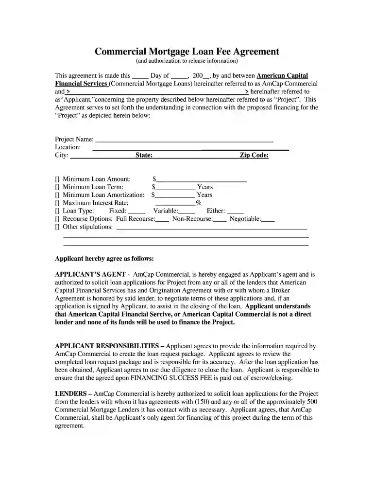 commercial loan broker agreement template Preview on Page 1
