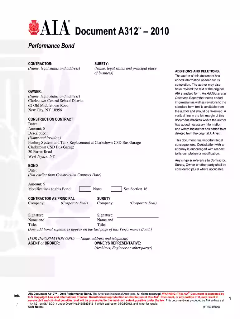performance bond template Preview on Page 1