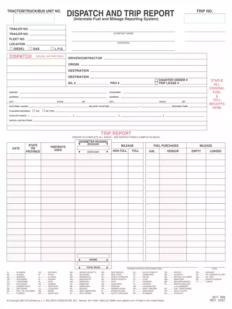 truck driver trip report template Preview on Page 1