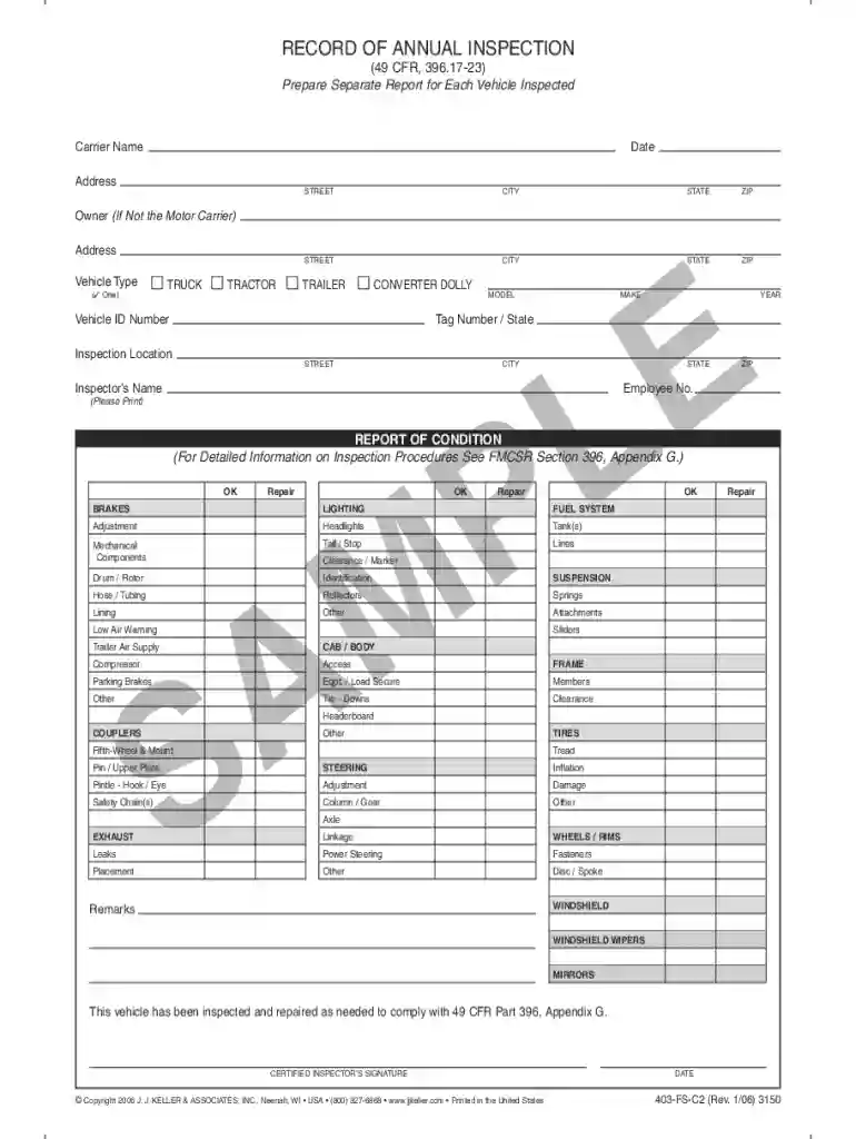 annual vehicle inspection form pdf Preview on Page 1